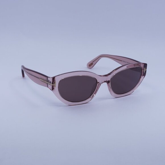 Tom Ford FT1086 72E Penny Sunglasses Pink Cat Eye Frame, Brown Lenses